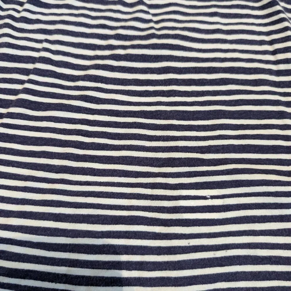 Ann Taylor Loft blue & white stripped sleeveless shirt with smocked neckline, - Picture 2 of 11